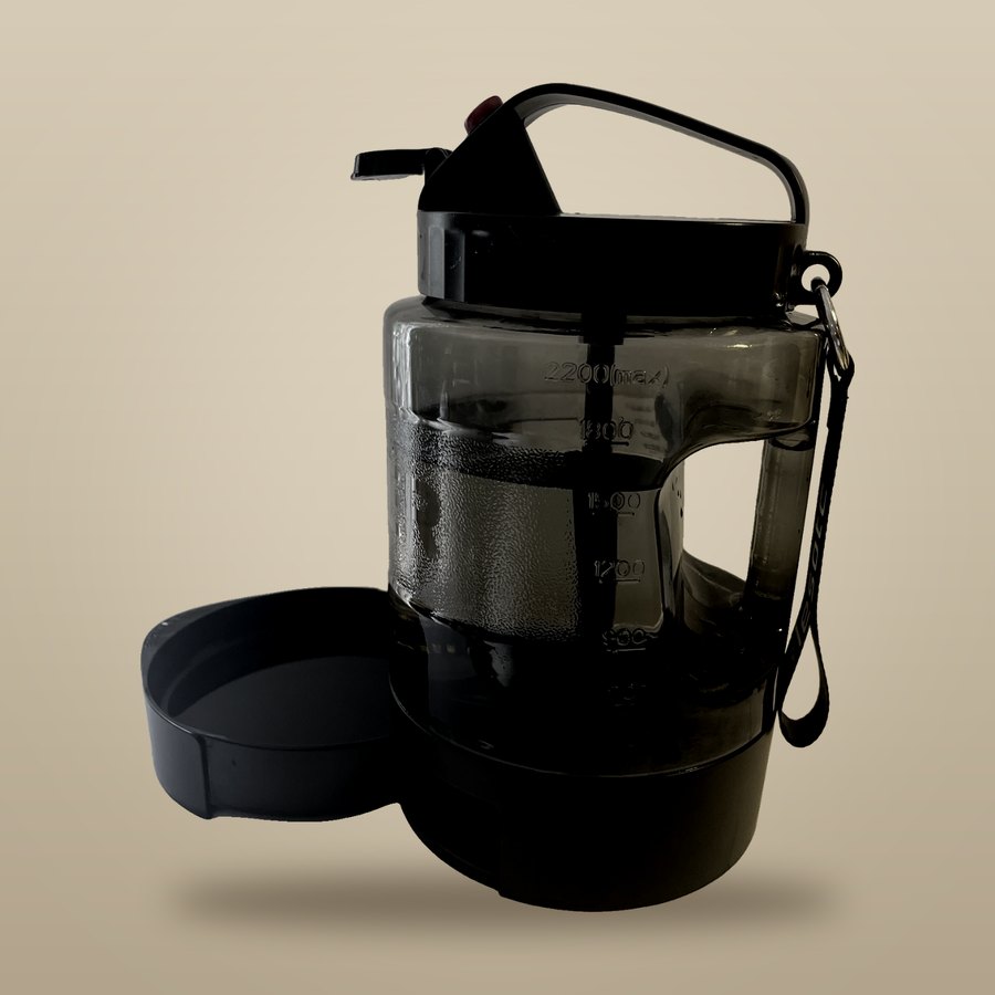 LESOTC water bottle with the built-in tray slid out